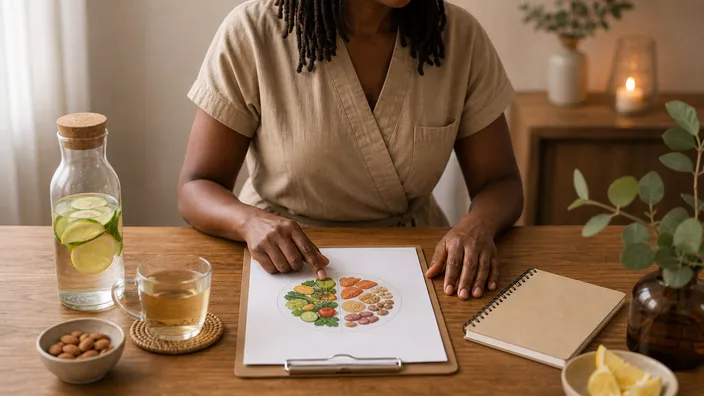Guide d’habitudes alimentaires simples et boisson chaude sur une table